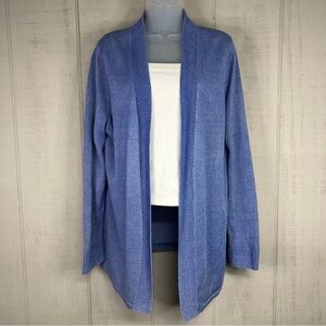 Talbots‎ 100% Linen Cardigan Sweater Size 1X Open Front Coastal Beachy Blue